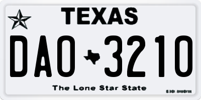 TX license plate DAO3210