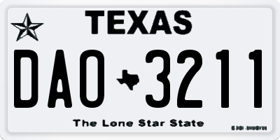 TX license plate DAO3211
