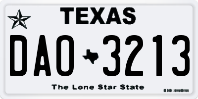 TX license plate DAO3213