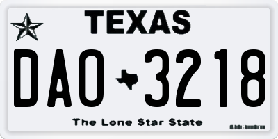 TX license plate DAO3218