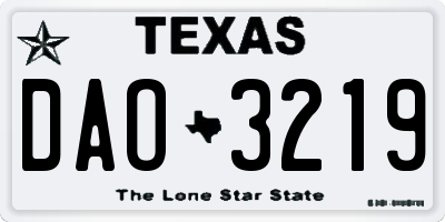 TX license plate DAO3219