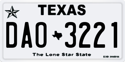 TX license plate DAO3221