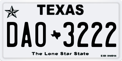 TX license plate DAO3222
