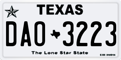 TX license plate DAO3223