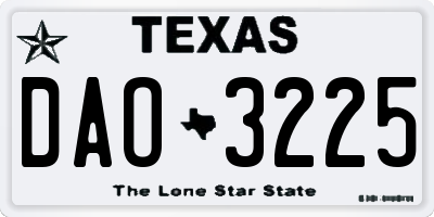 TX license plate DAO3225