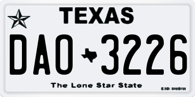 TX license plate DAO3226
