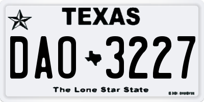 TX license plate DAO3227