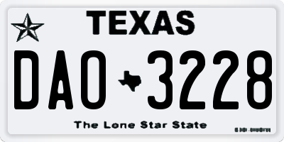 TX license plate DAO3228