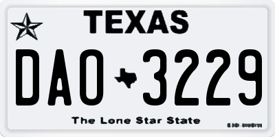 TX license plate DAO3229