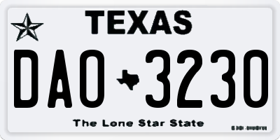 TX license plate DAO3230