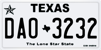 TX license plate DAO3232