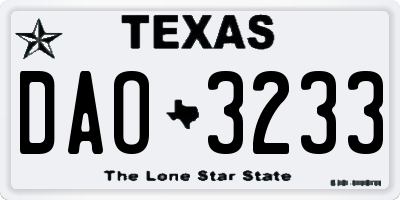 TX license plate DAO3233