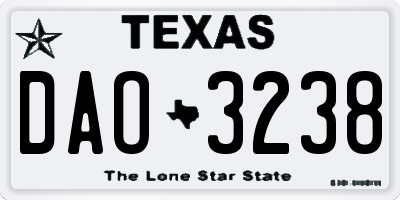 TX license plate DAO3238