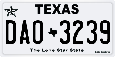 TX license plate DAO3239