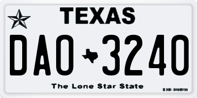 TX license plate DAO3240