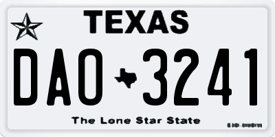 TX license plate DAO3241