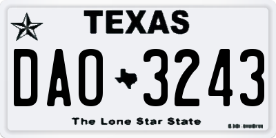 TX license plate DAO3243