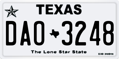 TX license plate DAO3248