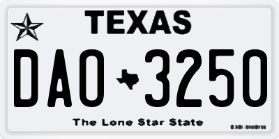TX license plate DAO3250