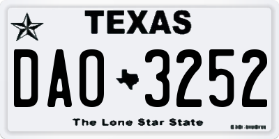 TX license plate DAO3252