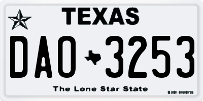 TX license plate DAO3253
