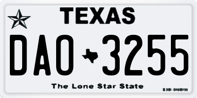 TX license plate DAO3255