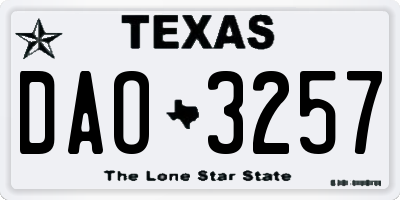 TX license plate DAO3257