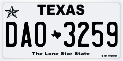 TX license plate DAO3259