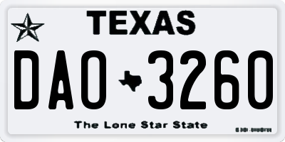 TX license plate DAO3260
