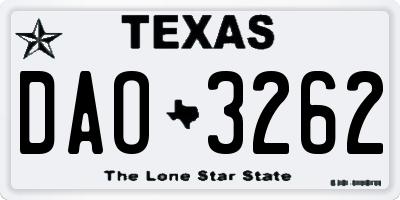 TX license plate DAO3262