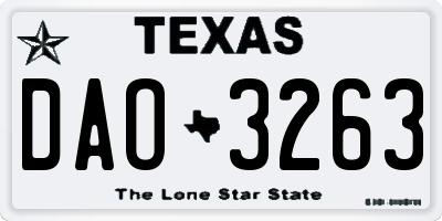 TX license plate DAO3263