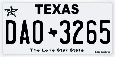 TX license plate DAO3265