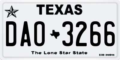 TX license plate DAO3266