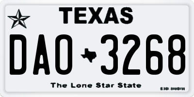 TX license plate DAO3268
