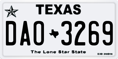 TX license plate DAO3269