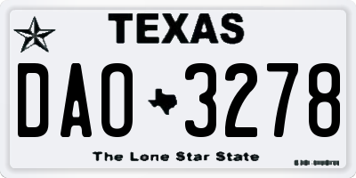 TX license plate DAO3278
