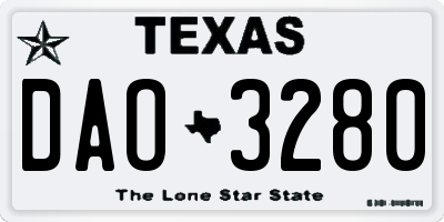 TX license plate DAO3280