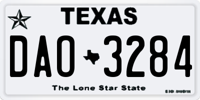 TX license plate DAO3284