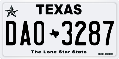 TX license plate DAO3287