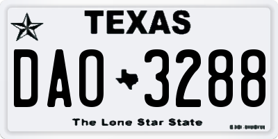 TX license plate DAO3288