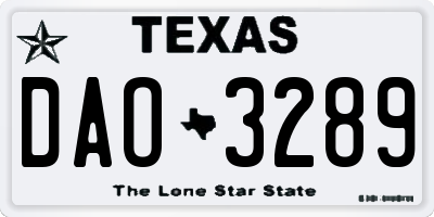 TX license plate DAO3289