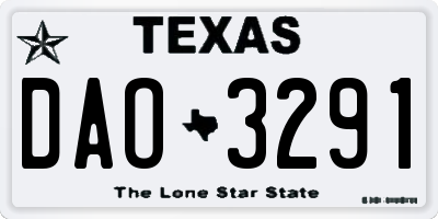 TX license plate DAO3291