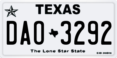 TX license plate DAO3292