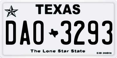 TX license plate DAO3293