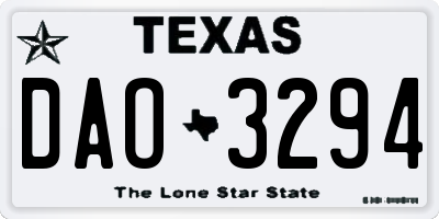 TX license plate DAO3294