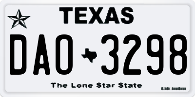 TX license plate DAO3298
