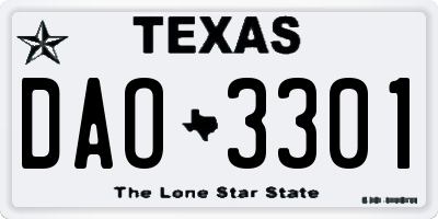 TX license plate DAO3301
