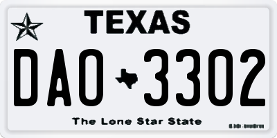 TX license plate DAO3302