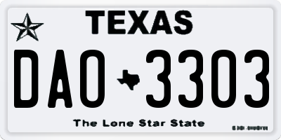 TX license plate DAO3303