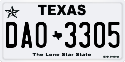 TX license plate DAO3305